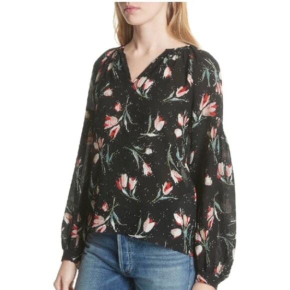 Rebecca Taylor Silk Spandex Tulip Floral Blouse Size 2 - Picture 1 of 10